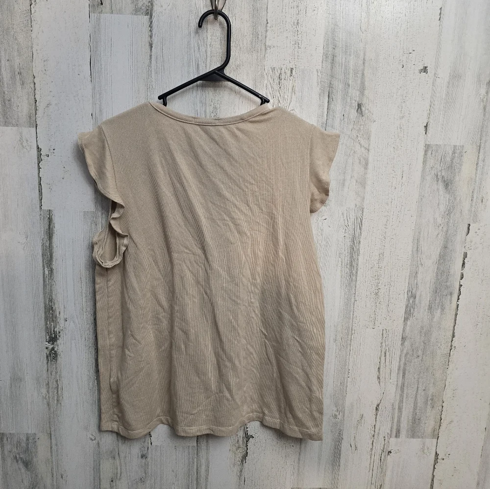 Tart Intimates Women's Tan Ruffle Sleeve Top Size XL - Picture 5 of 6